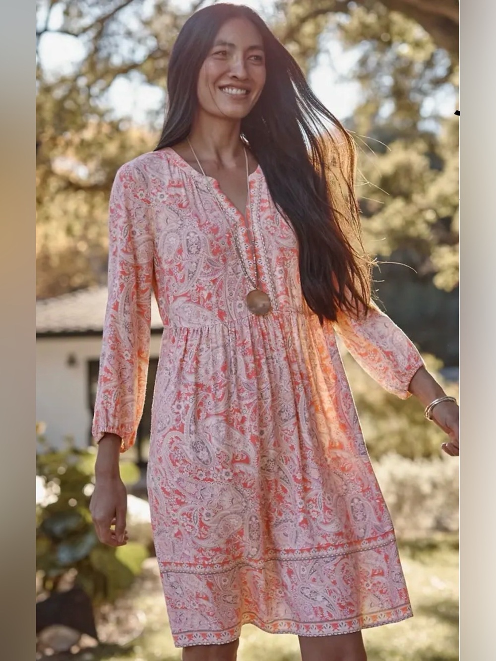 NWT J Jill Size M TALL Peasant Dress Coral Floral